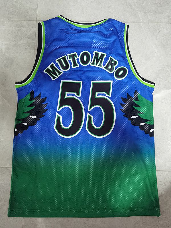 Men Atlanta Hawks #55 Mutombo Blue green Throwback NBA Jerseys